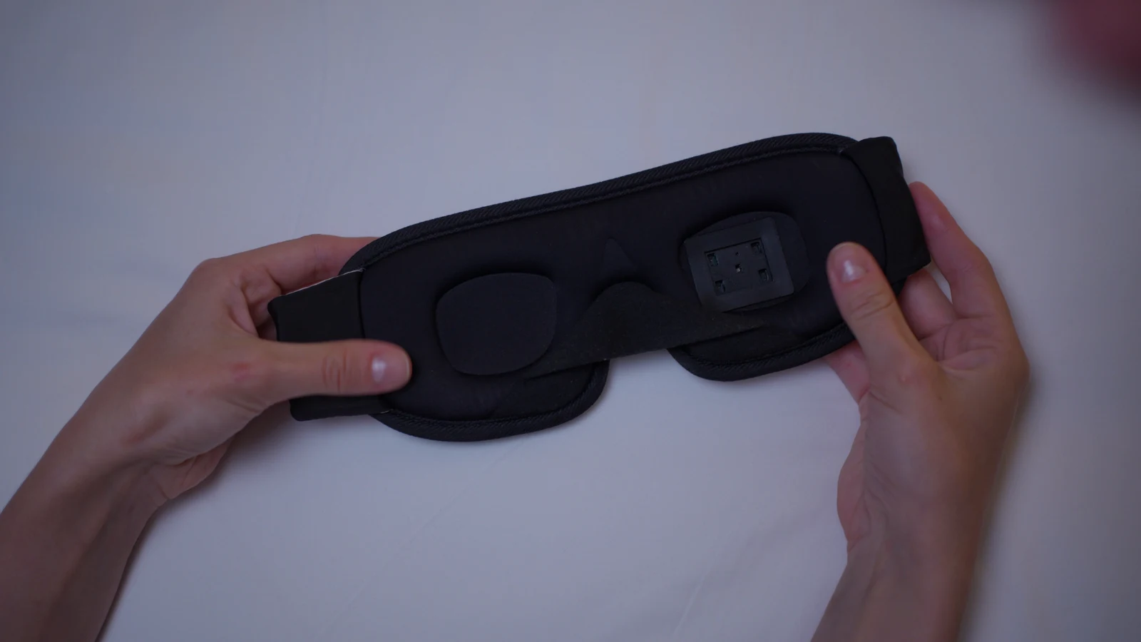The inside of Somni Mask, showing the eye cups and infrared sensor window